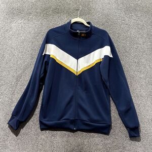 Starter Full Zip Sweatshirt Men Medium‎ 38/40 Blue Mock Neck Chevron Stripe